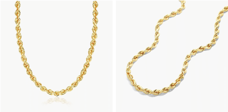 14K Yellow Gold Solid 3.8mm Rope Chain Necklace - 24 inches By James Allen