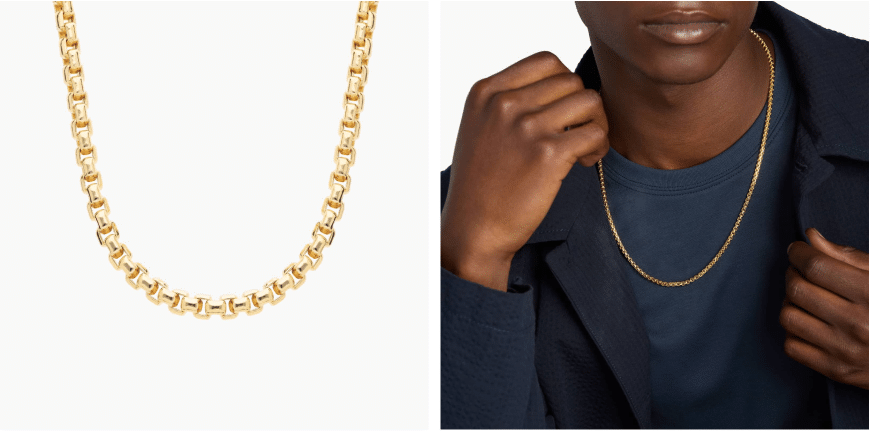 22" Semi-Solid Men's Round Box Chain in 14k Yellow Gold (3.6 mm)