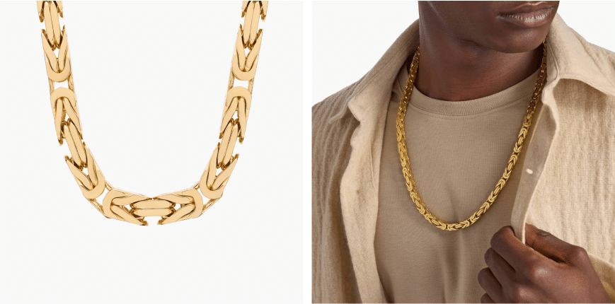 24" Men's Byzantine Chain in 14k Yellow Gold (6.5 mm)