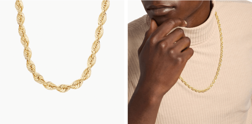 24" Men's Solid Diamond Cut Rope Necklace in 14k Yellow Gold (6 mm)
