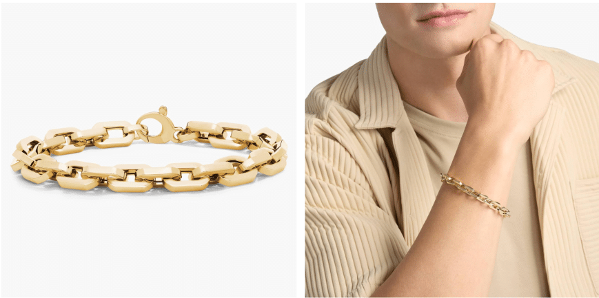 8.5" Men's Large Faceted Bracelet in 14k Yellow Gold (8.7 mm)