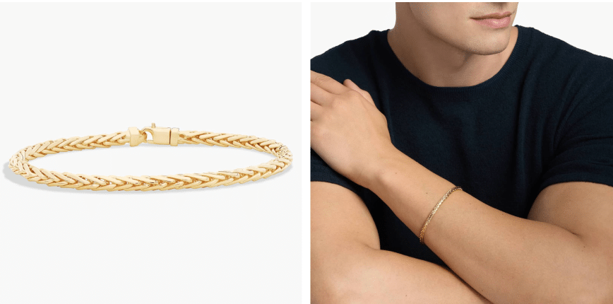 8.75" Men's Diamond Cut Square Franco Bracelet in 14k Yellow Gold (4.4 mm)
