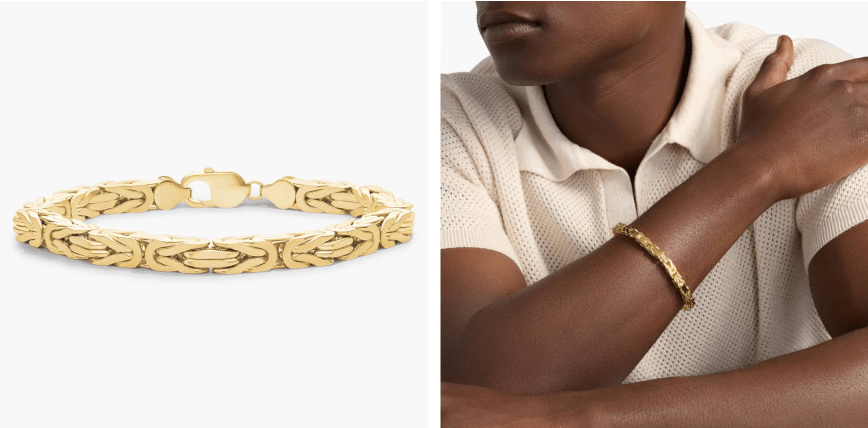 8" Byzantine Chain Bracelet in 14k Yellow Gold (6.5 mm)