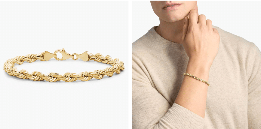 8" Diamond Cut Rope Chain Bracelet in 14k Yellow Gold (5.5 mm)