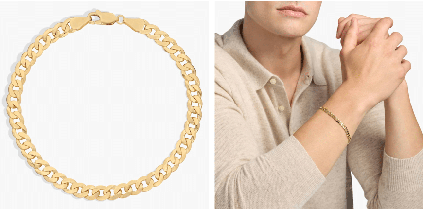 8" Flat Beveled Curb Chain Bracelet in 14k Yellow Gold (5.75 mm)