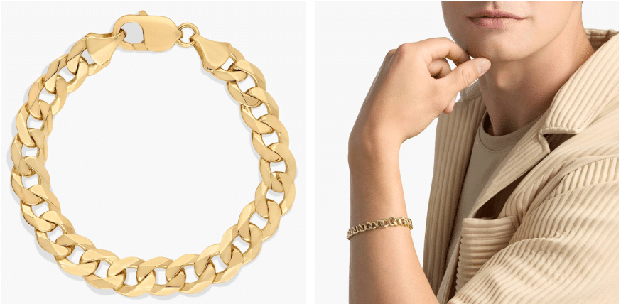 8" Flat Beveled Curb Chain Bracelet in 14k Yellow Gold (9.5 mm)