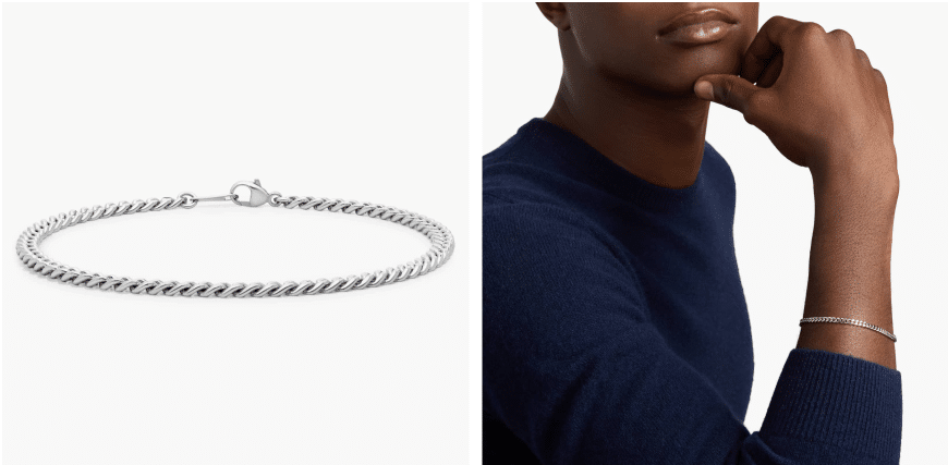 8" Men's Cuban Link Bracelet in Platinum (3.5 mm)