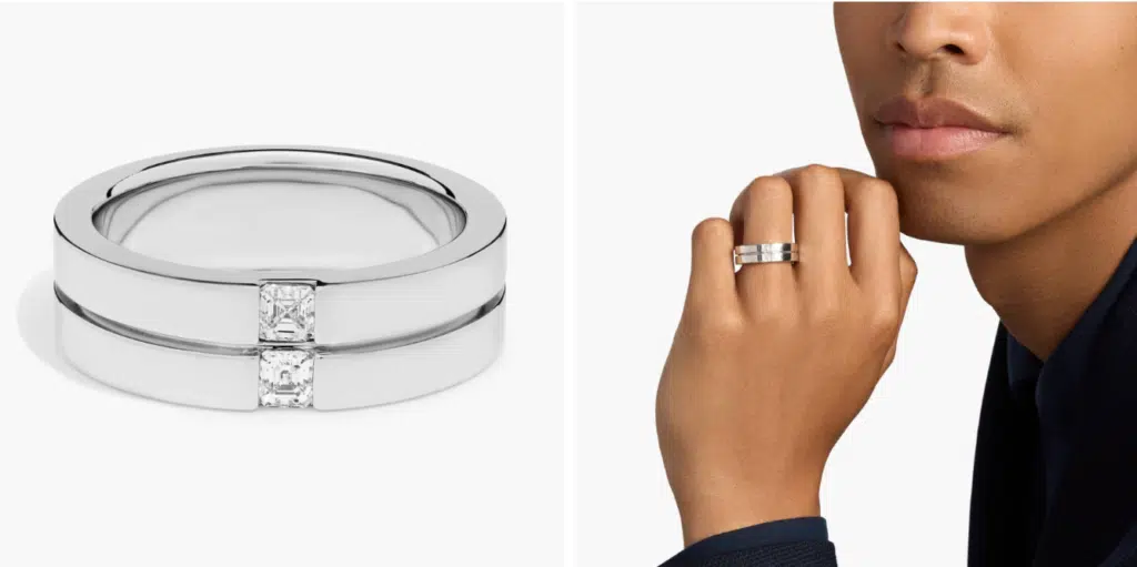 Double Asscher Diamond Ring in Platinum (7 mm, 3/8 ct. tw.) By Zac Zac Posen