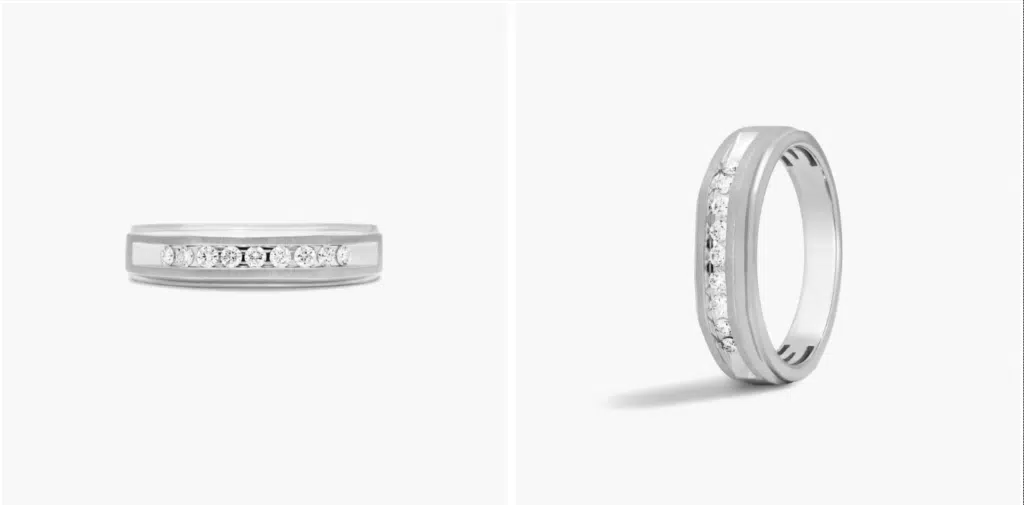 Geometric Channel Men's Diamond Wedding Band In 14K White Gold (6.50mm) By James Allen