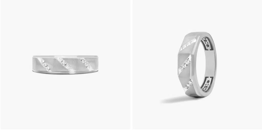 Satin Oblique Channel Men's Diamond Wedding Band In 14K White Gold (7.00mm) By James Allen