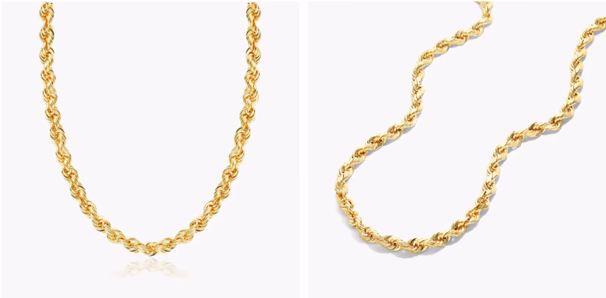 14K Yellow Gold Solid 3.8mm Rope Chain Necklace - 24 inches By James Allen