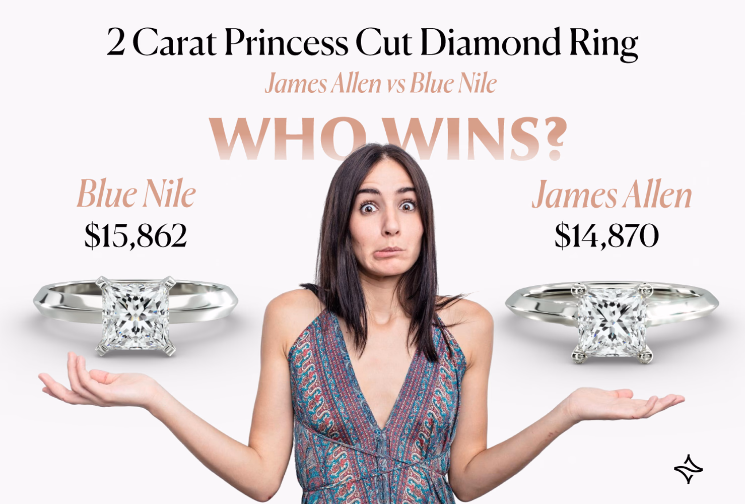 2 Carat Princess Cut Ring — James Allen vs Blue Nile price comparison
