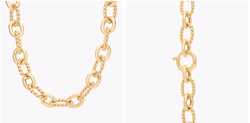 20" Twisted Oval Link Chain Necklace in 14K Yellow Gold