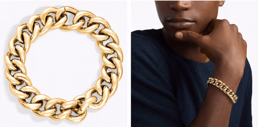 8" Large Curb Link Bracelet in 14k Italian Yellow Gold (14.8 mm)