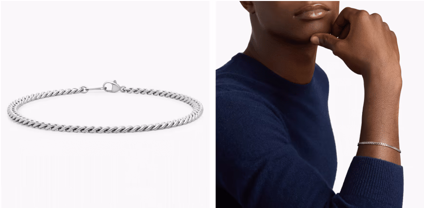 8" Men's Cuban Link Bracelet in Platinum (3.5 mm)