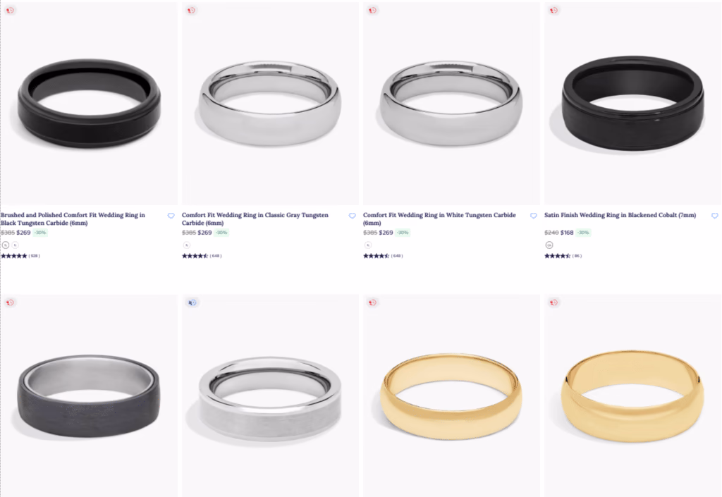 Classic Plain Bands for mens from blue nile