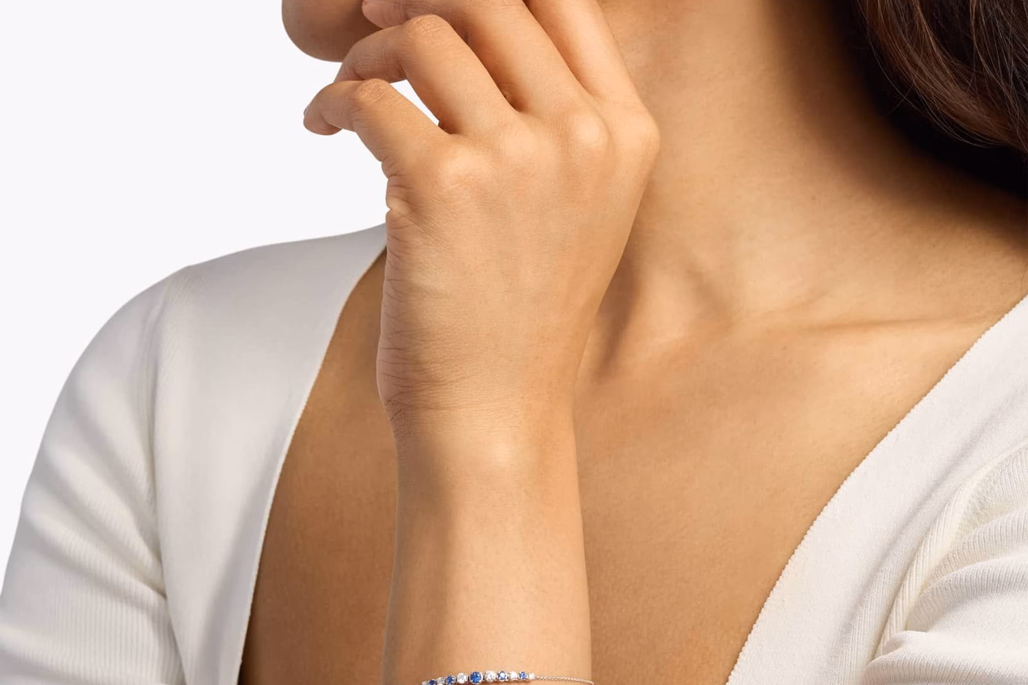Aquamarine and Diamond Bracelet in 14K White Gold