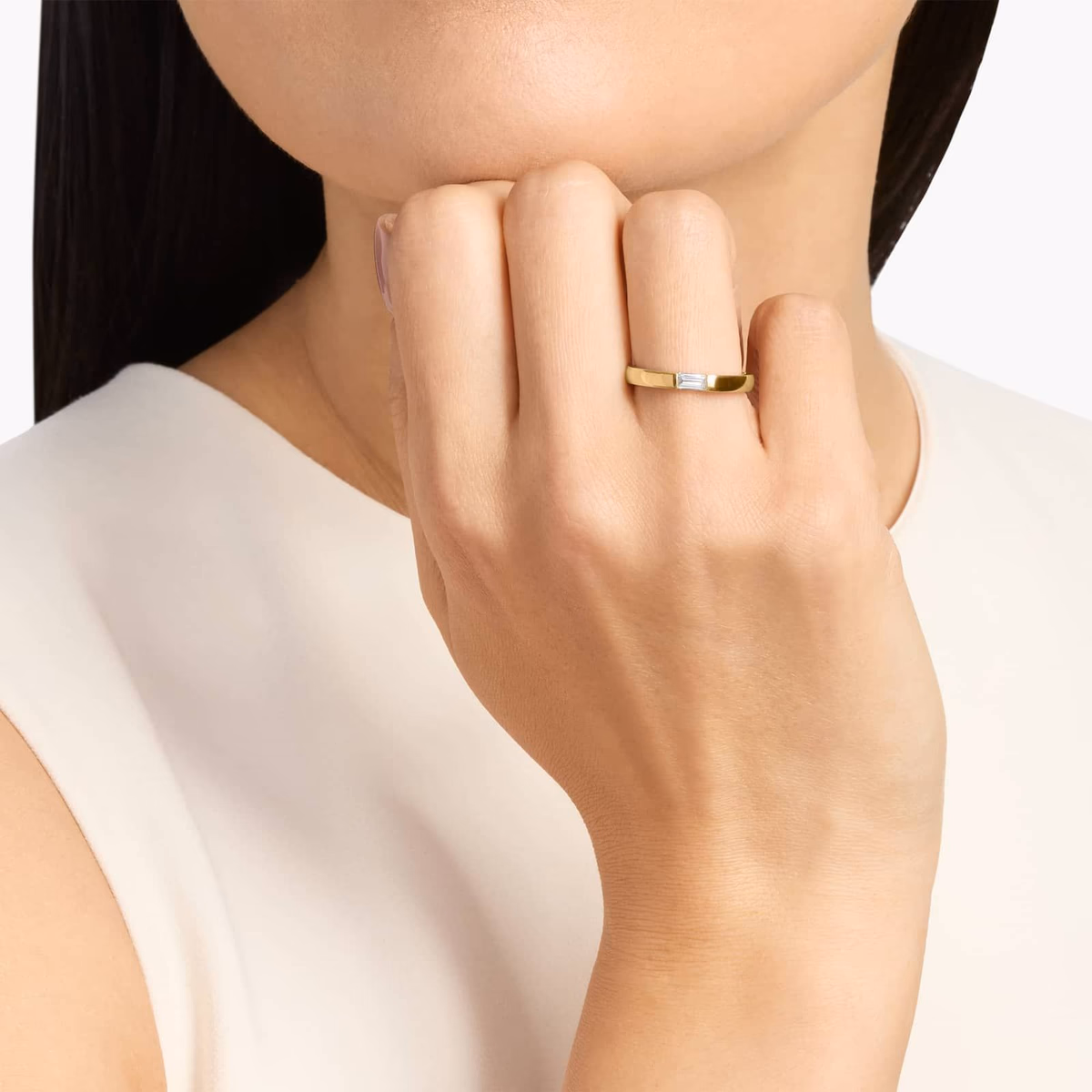 Baguette emerald cut diamond ring statement channel high carat white gold