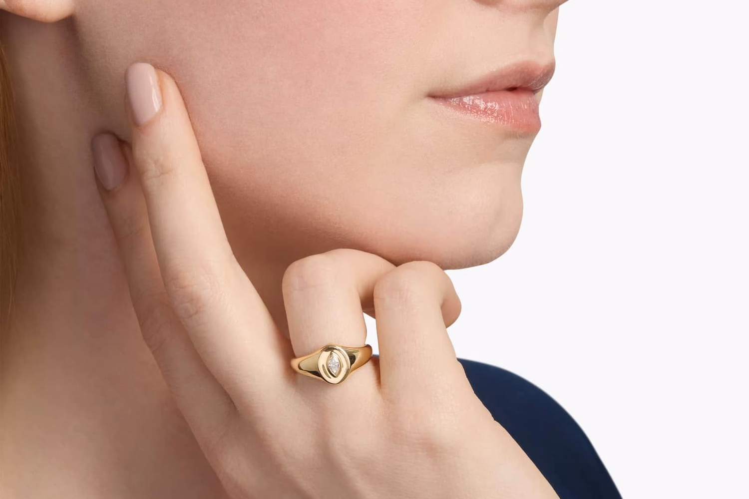Diamond signet ring in 14K yellow gold