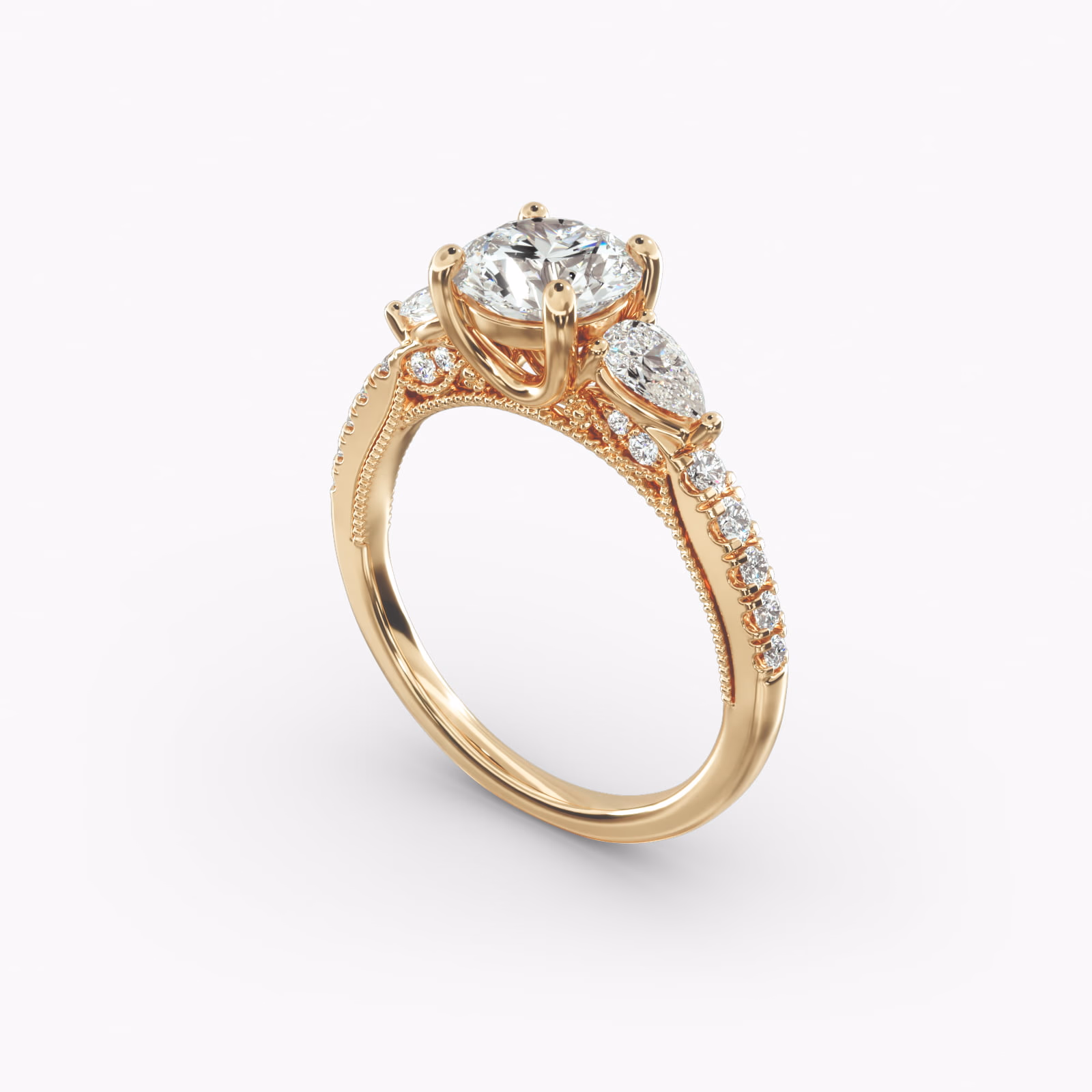 Blue Nile Lace Bridge Three Stone Ring Detail 2
