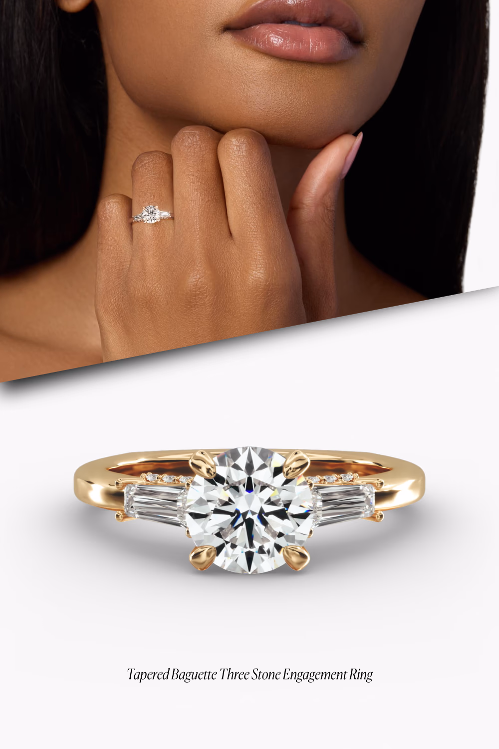 Blue Nile Tapered Baguette Three Stone Yellow Gold