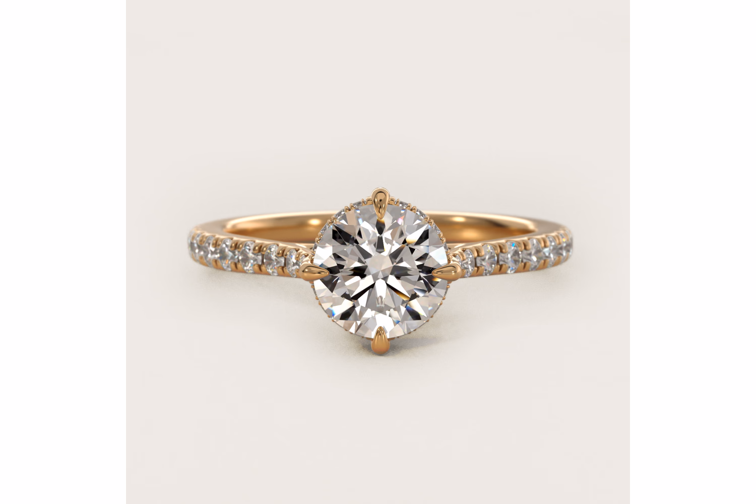 Cathedral Pavé Crown Diamond Engagement Ring in 14k Yellow Gold by James Allen: $1,800 setting price on Blue Nile Cathedral Pavé Crown Diamond Engagement Ring in 14k Yellow Gold — $1,800 Setting Price on Blue Nile
