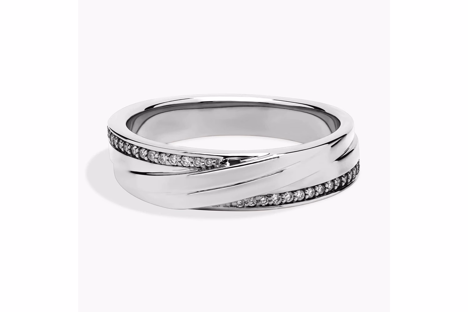 Diagonal Lined with Pavé Diamond Edge Men's Wedding Ring in Platinum, 1/8 ct tw: $1,526 on sale from $2,180 on Blue Nile Diagonal Lined with Pavé Diamond Edge Men's Wedding Ring in Platinum — $1,526 on sale on Blue Nile