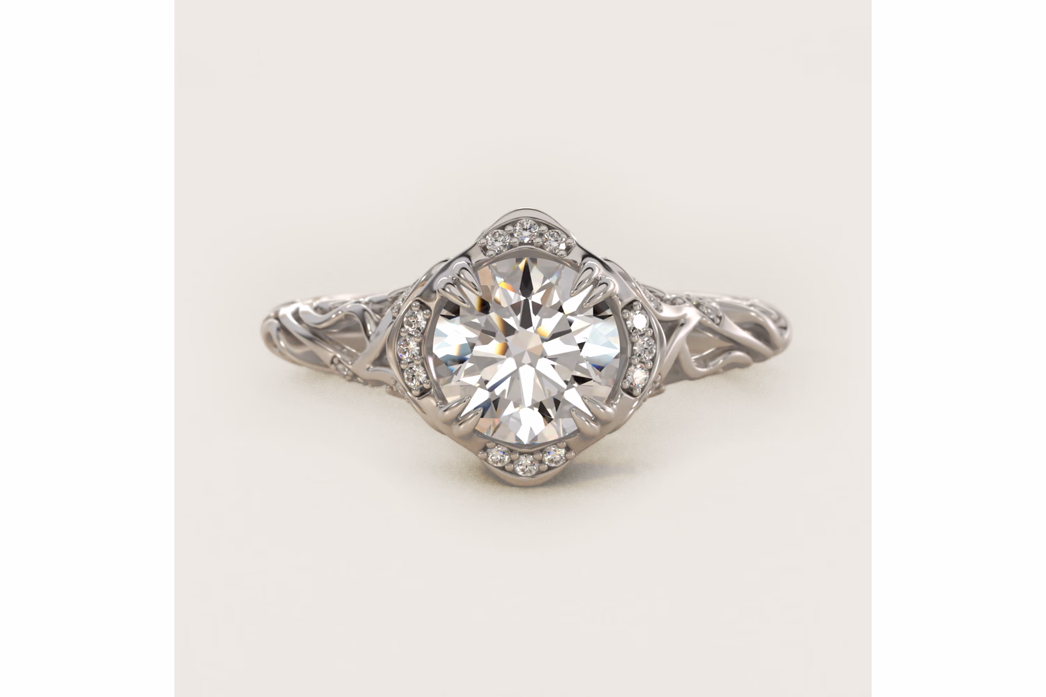 Diamond Filigree Vintage-Style Engagement Ring In Platinum By James Allen — $2,275 setting price — Blue Nile