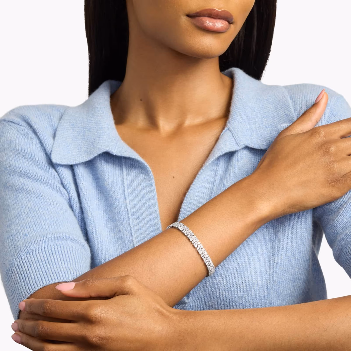 Diamond Tennis Bracelet with Pear Diamond Accent in 14K White Gold at Blue Nile — Extraordinary Collection