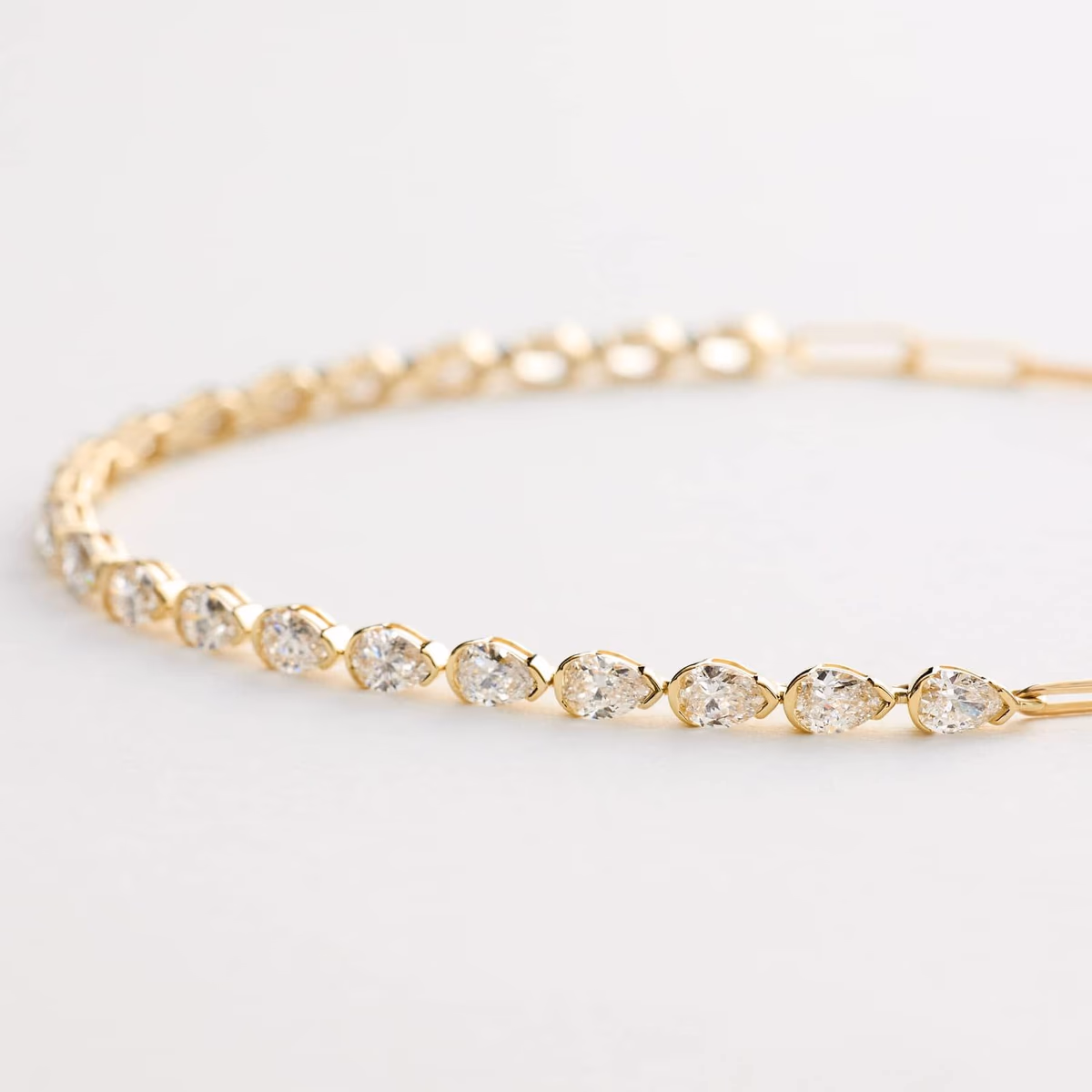 Fancy Shape Diamond Station Bracelet in 14K Yellow Gold at Blue Nile — pear and mixed diamond stations