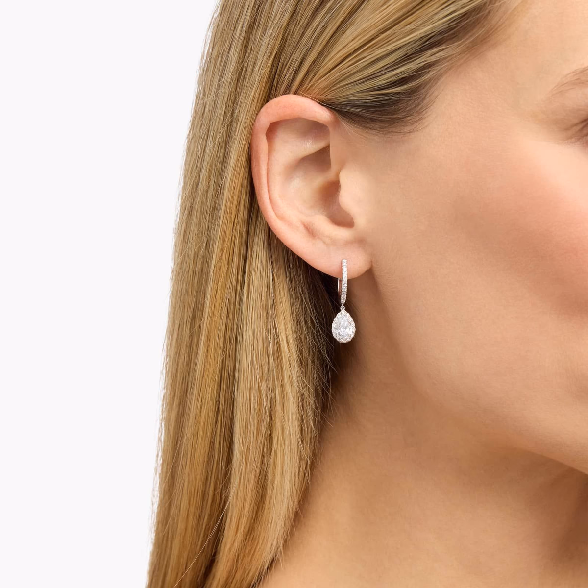 Pear diamond drop earrings at Blue Nile — full drop collection