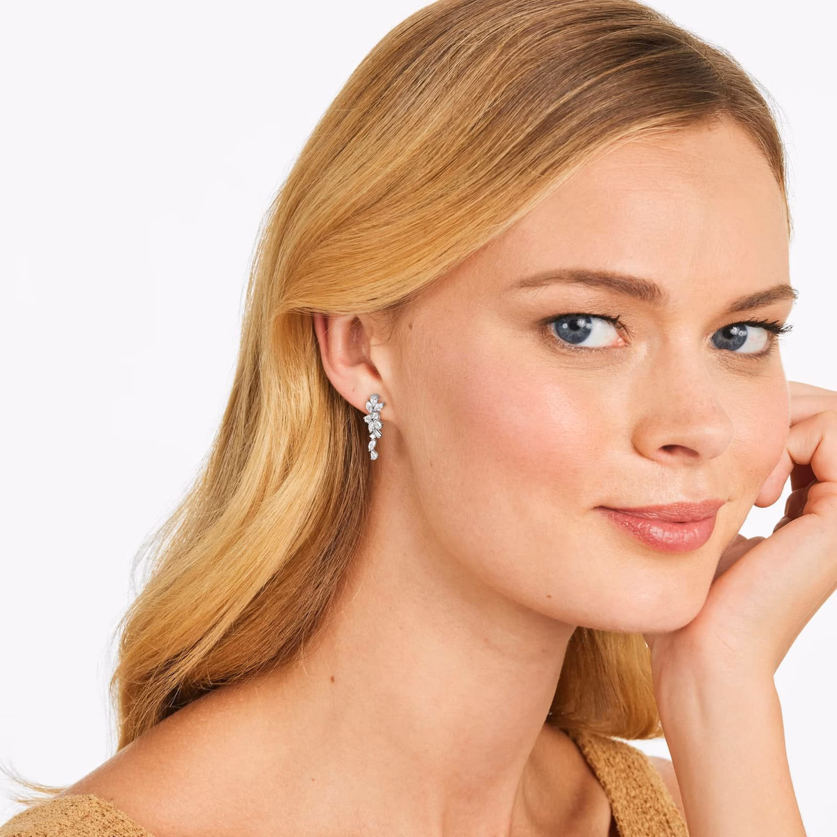 Natural pear diamond drop earrings — solitaire and halo styles at Blue Nile