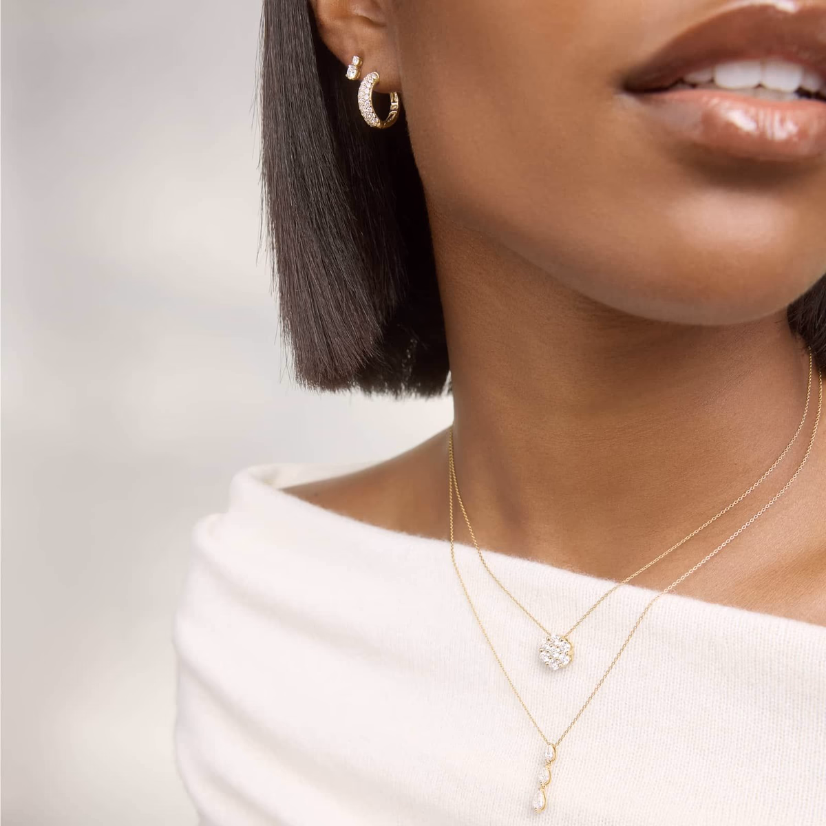 Pear diamond tennis necklace lab-grown lifestyle — white gold collar setting