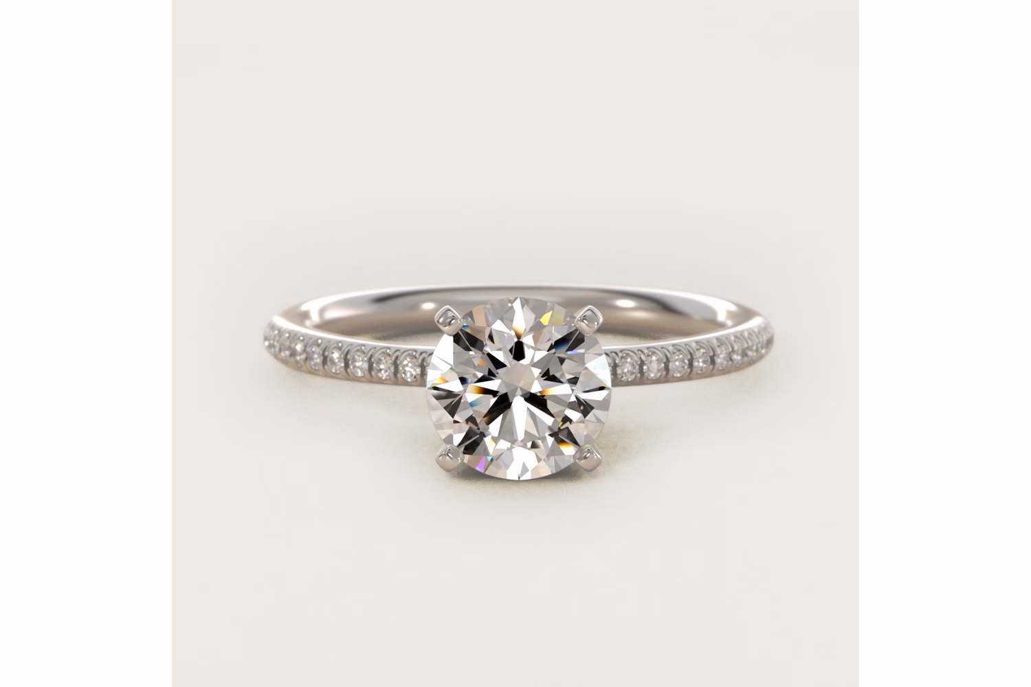 Petite Micropavé Diamond Engagement Ring in 14k White Gold · 1/10 ct. tw. · $1,325 setting · Blue Nile Petite Micropavé Diamond Engagement Ring in 14k White Gold (1/10 ct. tw.) — $1,325 setting price — Blue Nile