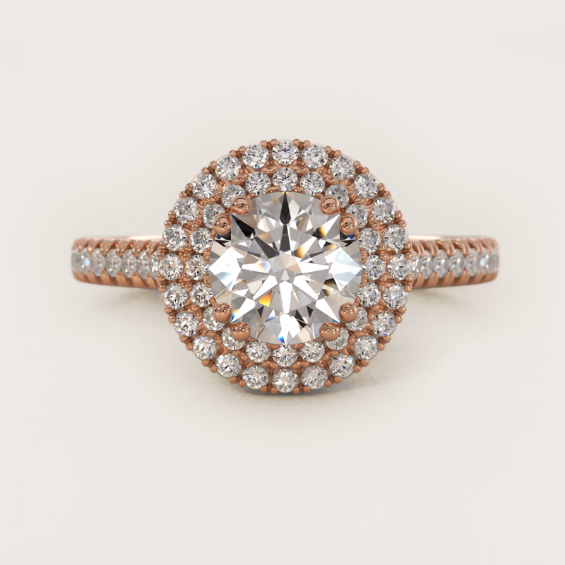 Micropavé Double Halo 14k Rose Gold — $2,265