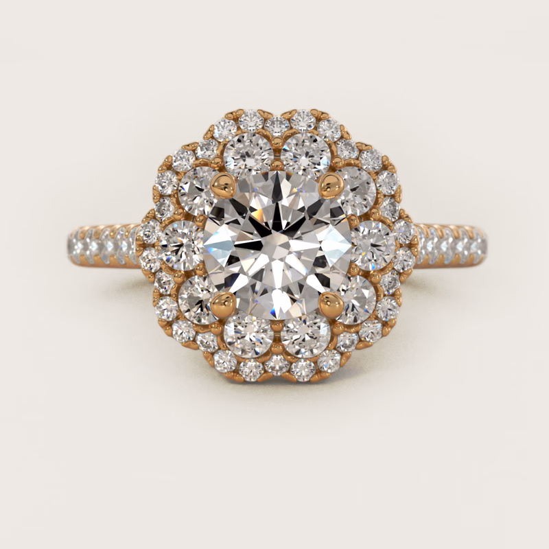 Vintage Diamond Halo 14k Yellow Gold — $3,940