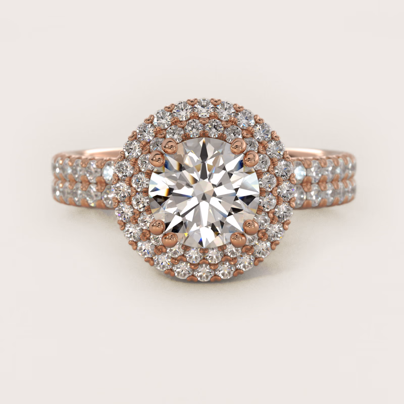 Blue Nile Studio Double Halo Gala 14k Rose Gold — $5,985