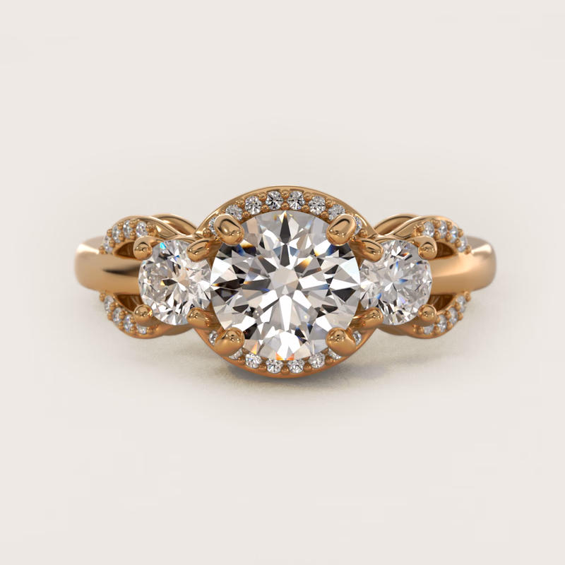 Pavé Silhouette Diamond Three Stone 14K Yellow Gold — $2,580