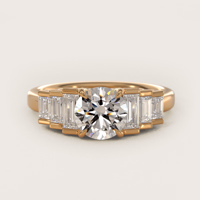 Escalating Baguette Side Stone 14K Yellow Gold — $4,190