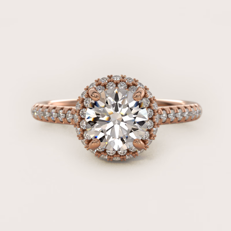 Falling Edge Pavé Diamond Halo 14K Rose Gold — $2,470