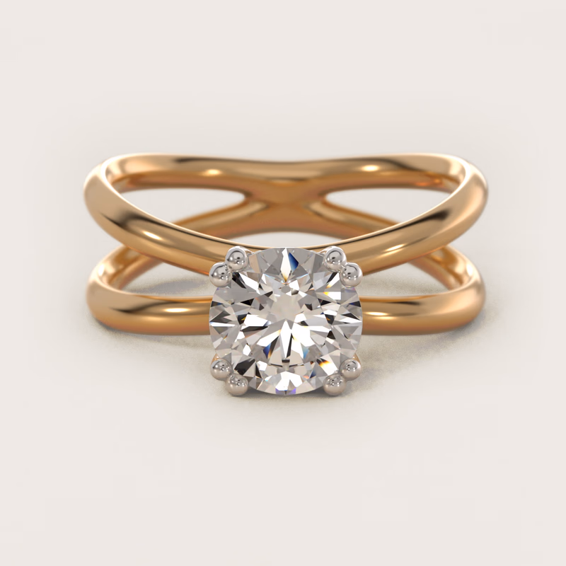 Criss Cross Solitaire 14K Yellow Gold — $1,250