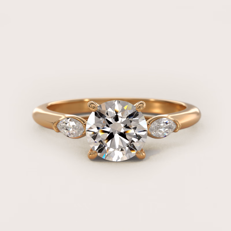 Marquise Cut Diamond Three Stone 14K Yellow Gold — $1,970