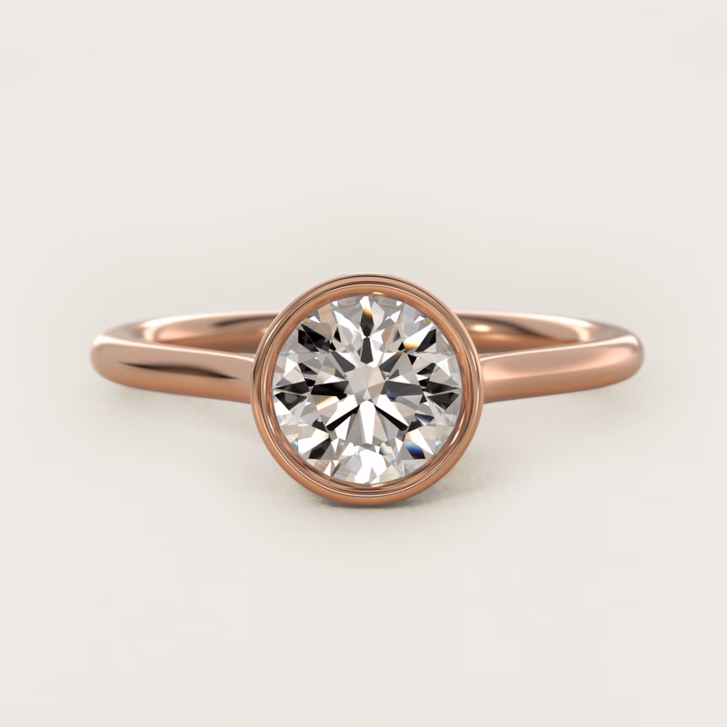 Comfort Fit Bezel Set Solitaire 14K Rose Gold — $990
