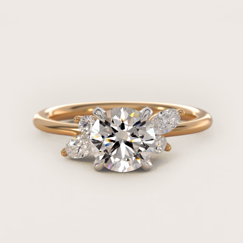 Marquise Accents Side Stone With Pavé Basket 14K Yellow Gold — $1,250