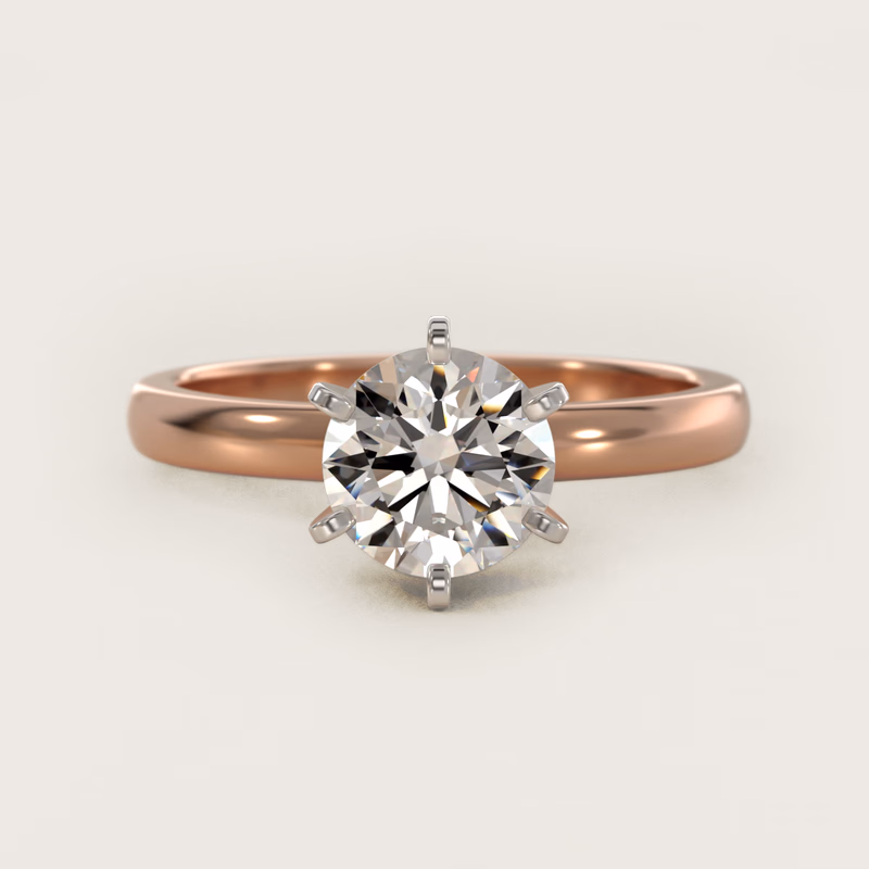 Comfort Fit Six Prong Solitaire 14K Rose Gold — $940