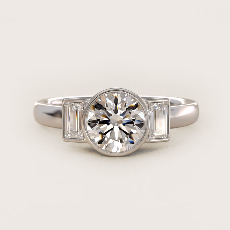 Bezel Straight Baguette Three Stone Platinum — $2,890