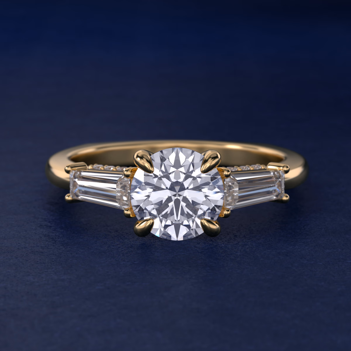 Blue Nile Three-Stone Engagement Ring Yellow Gold
