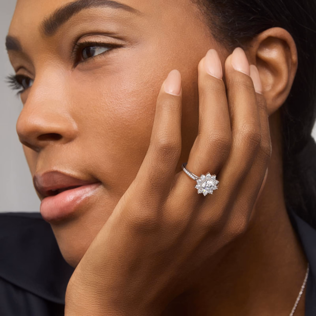 Blue Nile Halo Engagement Ring White Gold Superimpose