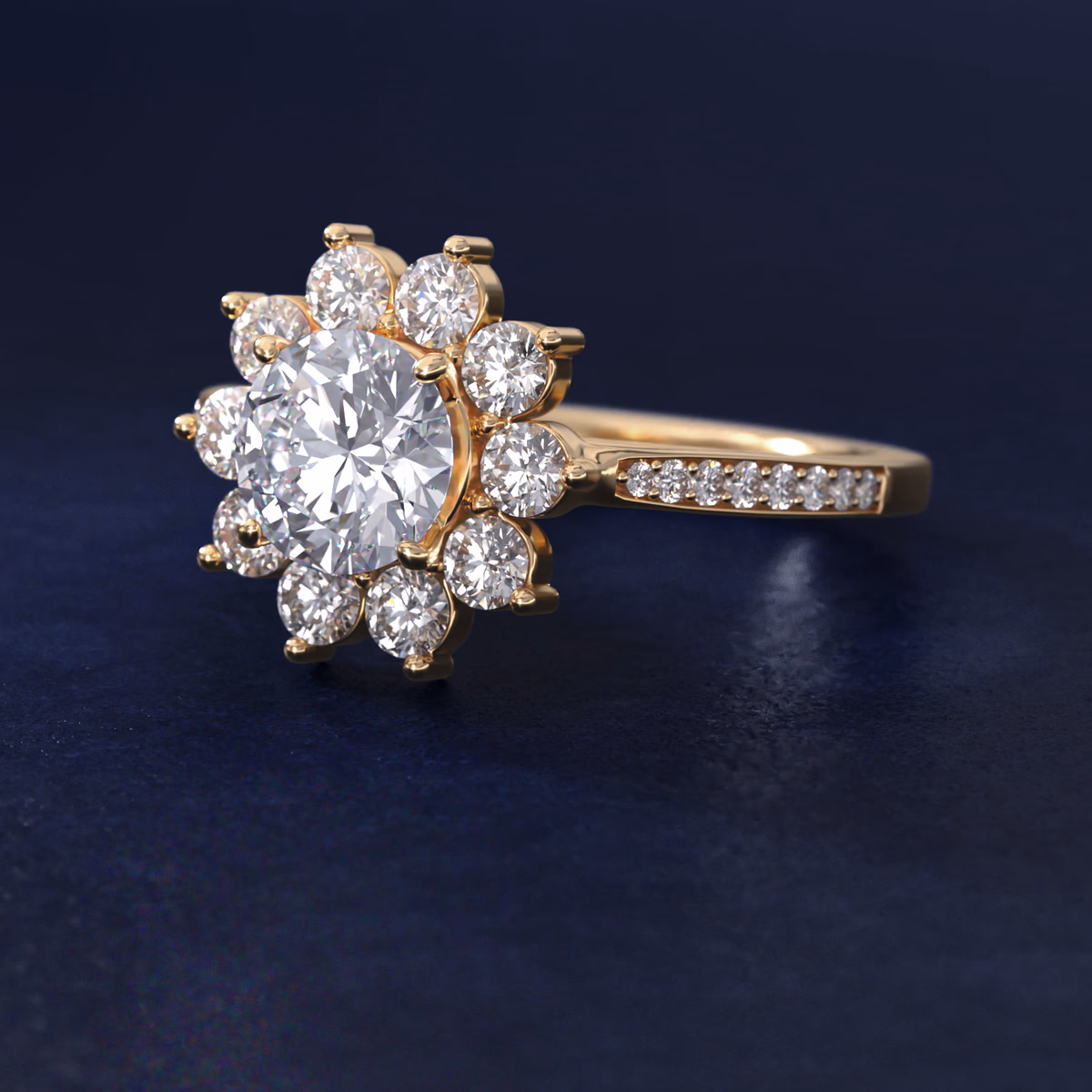 Blue Nile Halo Engagement Ring Yellow Gold Packshot