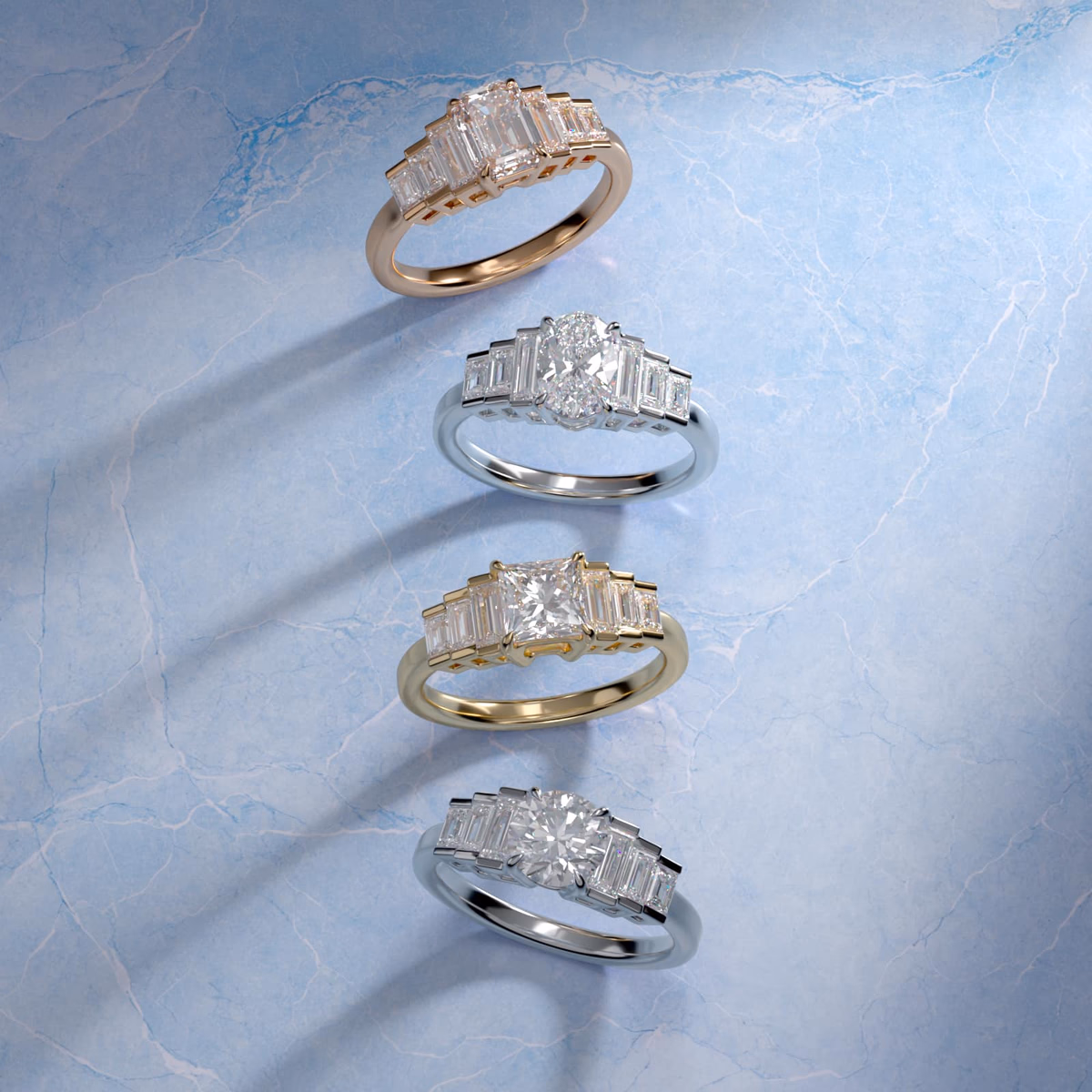 Blue Nile Three-Stone Engagement Ring White Gold